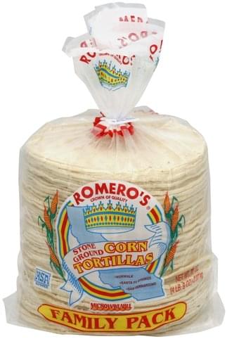 Romeros Stone Ground Corn, Family Pack Tortillas - 73 oz, Nutrition ...