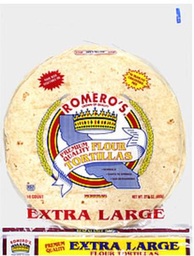 Romero's Extra Large Flour Tortillas - 31.5 oz, Nutrition Information ...
