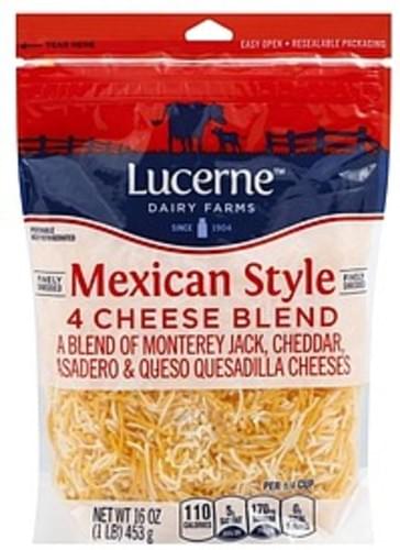 Lucerne Finely Shredded, Mexican Style 4 Cheese Blend Cheese - 16 Oz ...