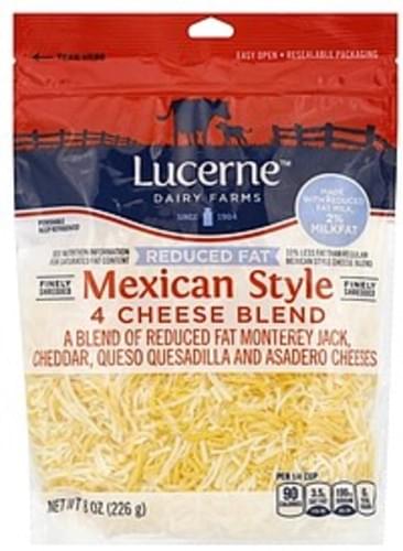 Lucerne Finely Shredded, Mexican Style 4 Cheese Blend, Reduced Fat ...