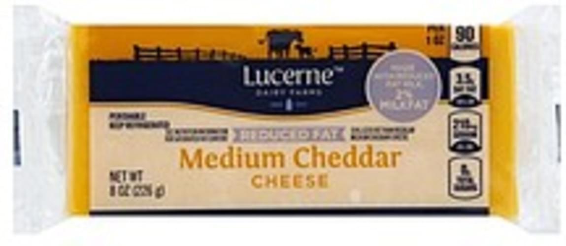 Lucerne Medium Cheddar, Reduced Fat Cheese - 8 Oz, Nutrition ...