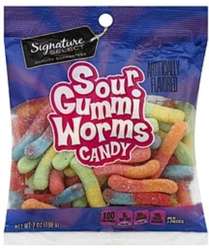 Signature Select Gummi Worms, Sour Candy - 7 oz, Nutrition Information ...