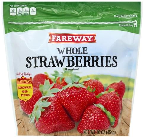 Fareway Unsweetened, Whole Strawberries - 16 oz, Nutrition Information ...