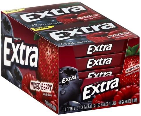 Extra Sugarfree, Mixed Berry Gum - 10 ea, Nutrition Information | Innit