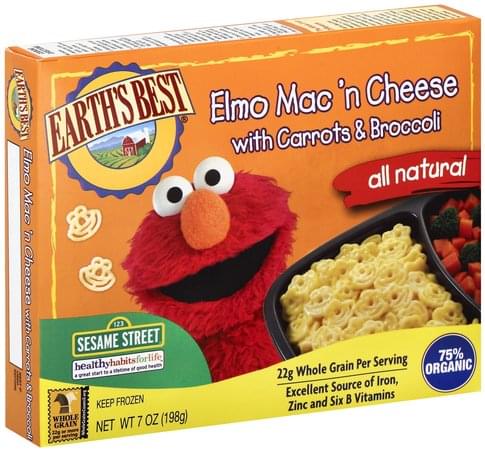 Earths Best Elmo, with Carrots & Broccoli, 123 Sesame Street Mac 'n ...