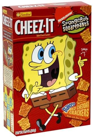 Cheez It Mild Cheddar, SpongeBob Squarepants Baked Snack Crackers - 14. ...