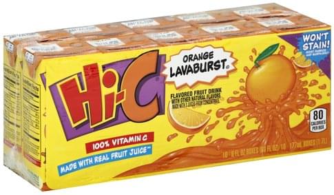 Hi C Orange Lavaburst Fruit Drink - 10 Ea, Nutrition Information 