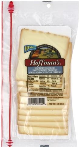 Hoffmans Swiss and Cheddar, Hickory Smoked Cheese - 10 ea, Nutrition ...