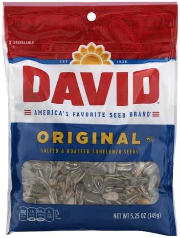 David Original, Salted & Roasted Sunflower Seeds - 5.25 Oz, Nutrition ...