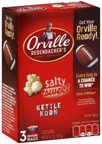 Orville Redenbachers Gourmet, Microwave, Kettle Korn, Pop Up Bowl Bags ...