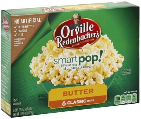 Orville Redenbachers Gourmet, Butter, Classic Bags Popping Corn - 6 ea ...