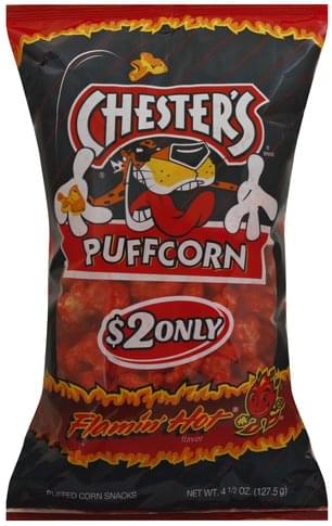 Chesters Flamin' Hot Flavor Puffcorn - 4.5 Oz, Nutrition Information ...