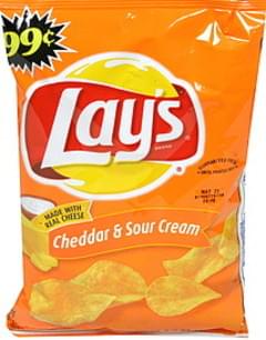 Lays Cheddar & Sour Cream, Pre-Priced Potato Chips - 2.5 oz, Nutrition ...