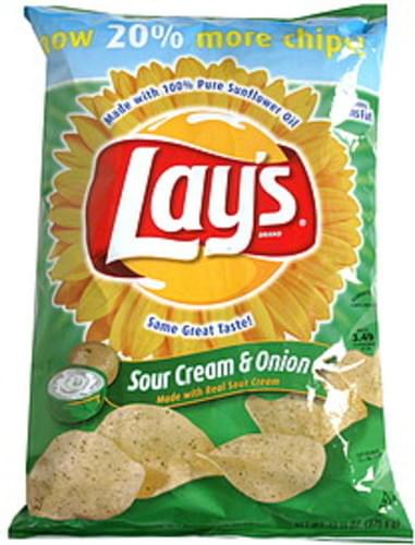 Lays Sour Cream & Onion Flavored Potato Chips - 13.25 oz, Nutrition ...