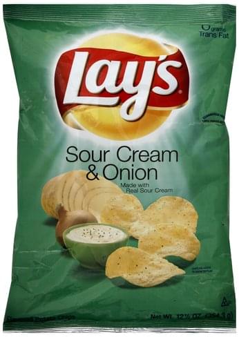 Lays Sour Cream & Onion Flavored Potato Chips - 12.5 oz, Nutrition ...