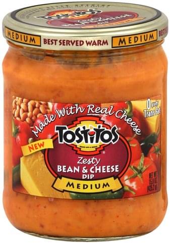 Tostitos Zesty Bean & Cheese, Medium Dip - 15 Oz, Nutrition Information ...