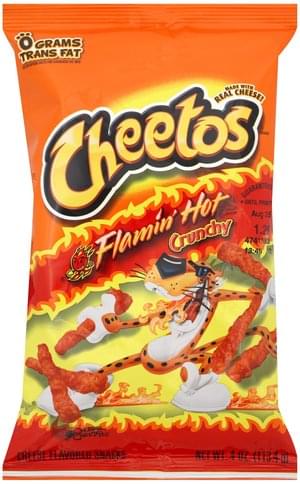 Cheetos Flamin' Hot, Crunchy Cheese Flavored Snacks - 4 oz, Nutrition ...