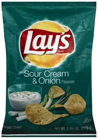 Lays Sour Cream & Onion Flavored Potato Chips - 2.75 Oz, Nutrition 