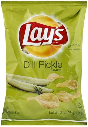 Lays Dill Pickle Flavored Potato Chips - 2.75 Oz, Nutrition Information 