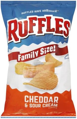 Ruffles Cheddar & Sour Cream Flavored, Family Size! Potato Chips - 9 oz ...