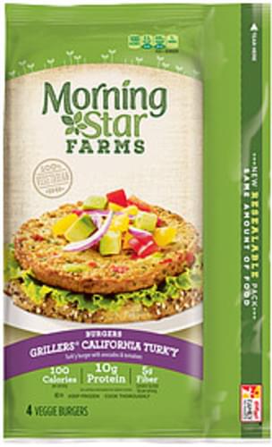 MorningStar Farms Grillers California Turkey Burgers - 9 oz, Nutrition ...