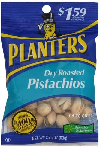 Planters Dry Roasted Pistachios - 2.25 oz, Nutrition Information | Innit