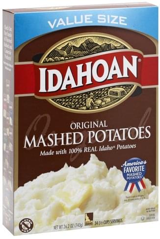 Idahoan Original, Value Size Mashed Potatoes - 26.2 oz, Nutrition ...