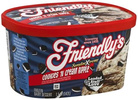 Friendlys Cookies 'N Cream Ripple Frozen Dairy Dessert - 1.5 QT ...