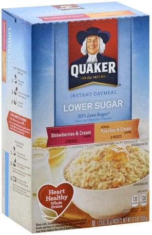 Quaker Instant, Lower Sugar, Strawberries & Cream/Peaches & Cream ...