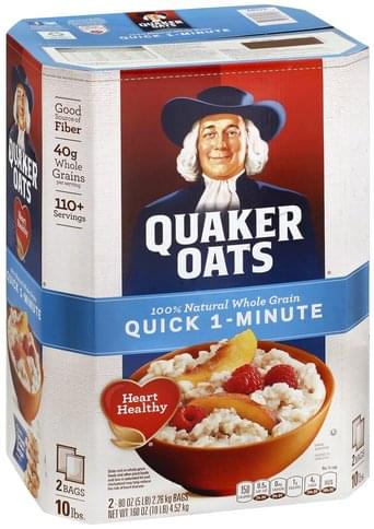 Quaker Quick 1-Minute Oatmeal - 2 ea, Nutrition Information | Innit