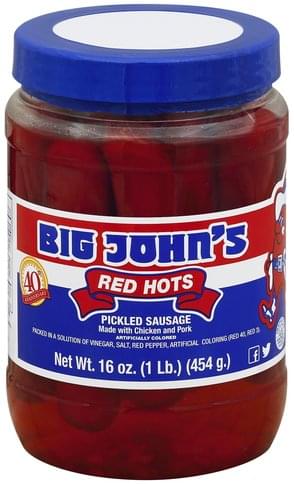 Big Johns Pickled, Red Hots Sausage - 16 oz, Nutrition Information | Innit