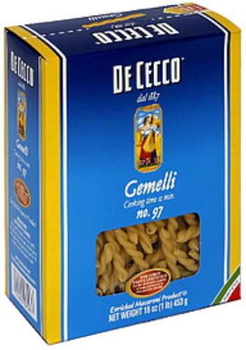 De Cecco Gemelli 16 Oz Macaroni - 10 pkg, Nutrition Information | Innit