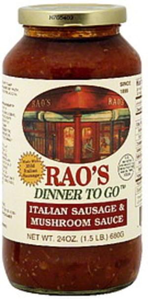 Rao's Homemade 24 Oz Italian Sausage & Mushroom Sauce - 6 pkg ...