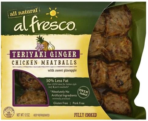 Al Fresco Teriyaki Ginger Chicken Meatballs 12 Oz Nutrition Information Innit