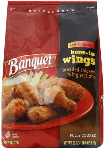 Banquet Bone-In, Hot & Spicy Wings - 22 oz, Nutrition Information | Innit
