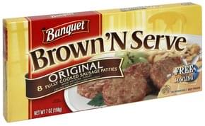 Banquet Original Fully Cooked Sausage Patties - 8 Ea, Nutrition ...