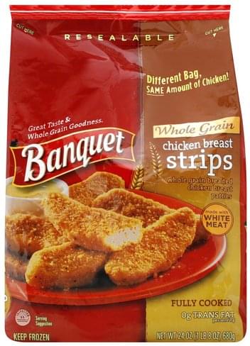 Banquet Whole Grain Chicken Breast Strips - 24 oz, Nutrition ...