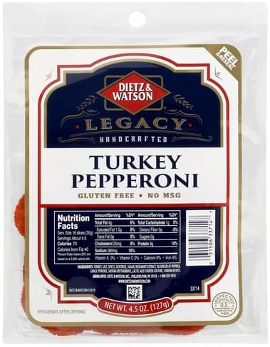 Dietz Watson Pepperoni Turkey Turkey Pepperoni 4 5 Oz Nutrition Information Innit