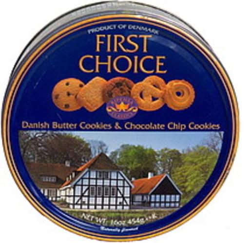 First Choice Danish Butter Cookies & Chocolate Chip Cookies 16 oz