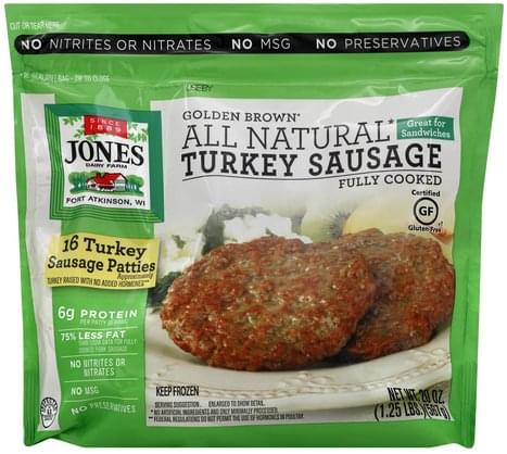 Jones Dairy Farm Turkey Sausage Patties - 20 oz, Nutrition Information ...