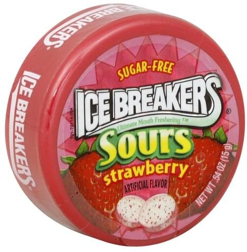 Ice Breakers Sugar-Free, Strawberry Sours - 0.54 oz, Nutrition ...
