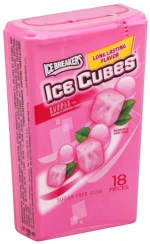 Ice Breakers Sugar Free, Ice Cubes, Bubble Freeze Gum - 18 ea ...