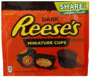 Reese's Dark Chocolate & Peanut Butter, Dark, Share Pack Miniature Cups ...