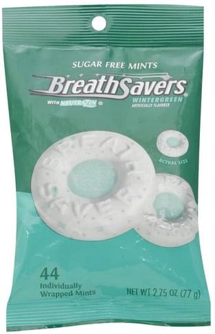 Breath Savers Sugar Free, Wintergreen Mints - 2.75 oz, Nutrition ...