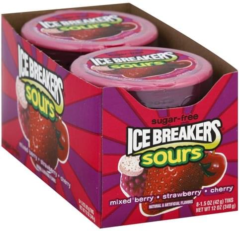 Ice Breakers Sugar-free, Assorted Flavors Sours - 8 ea, Nutrition ...