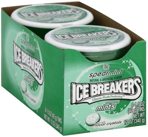 Ice Breakers Sugar Free With Flavor Crystals Spearmint Mints Ea