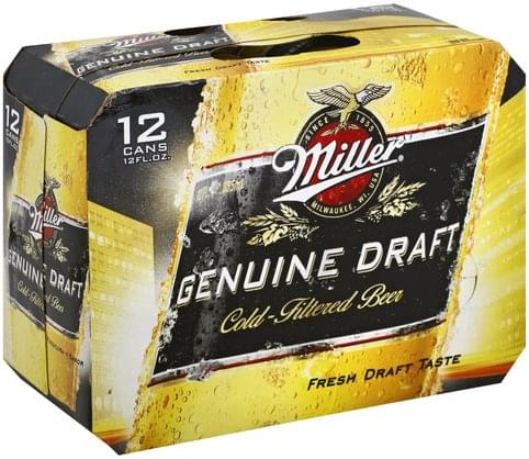 Miller Genuine Draft Cold-Filtered Beer - 12 ea, Nutrition Information ...