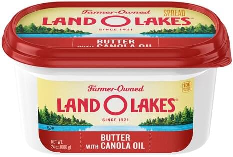 Land O Lakes Spread, with Canola Oil Butter - 24 oz, Nutrition ...