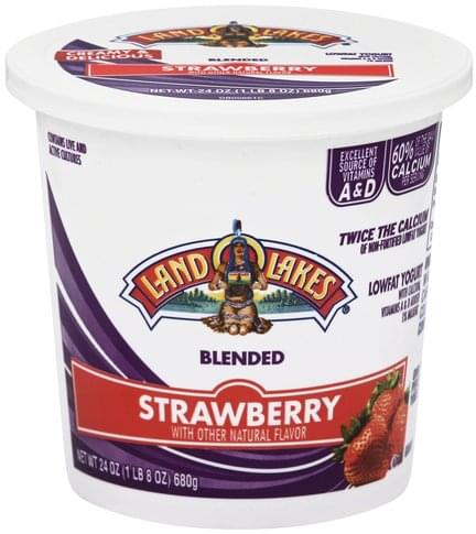 Land O Lakes Lowfat, Blended, Strawberry Yogurt - 24 oz, Nutrition ...