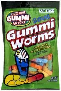 Original Gummi Factory , Fat Free, Sour Gummi Worms - 6 oz, Nutrition ...